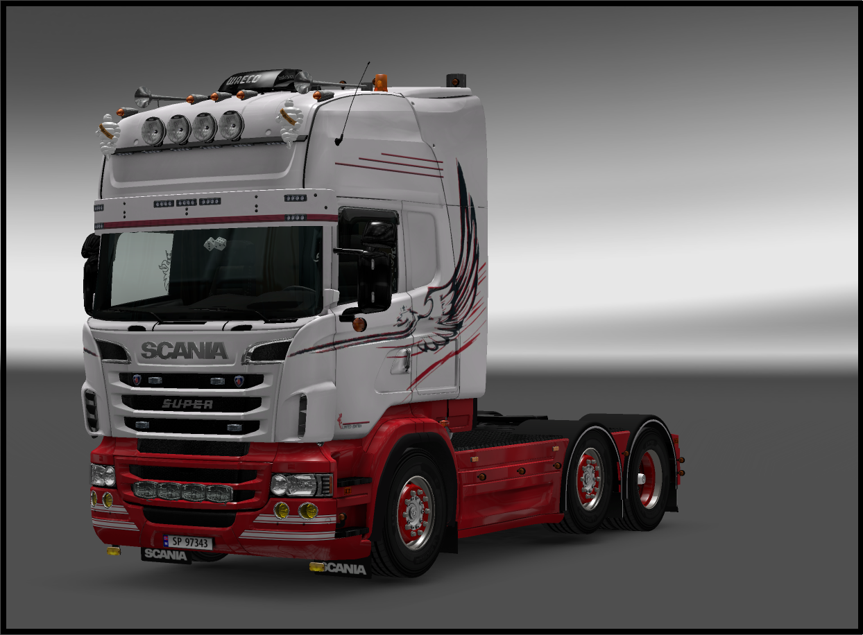 Griffin White Skin For Rjls Scania R V Ets Mods Euro Truck Simulator Mods Ets Mods Lt