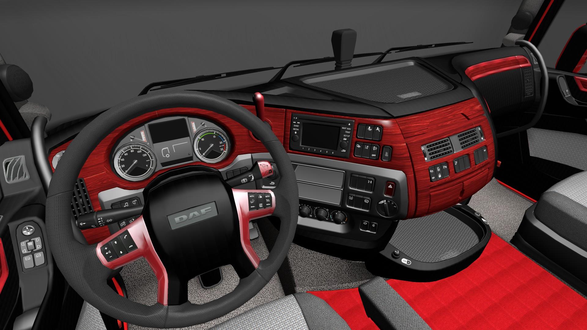 Daf Xf Euro 6 Red Wood Interior V1 Ets2 Mods Euro Truck