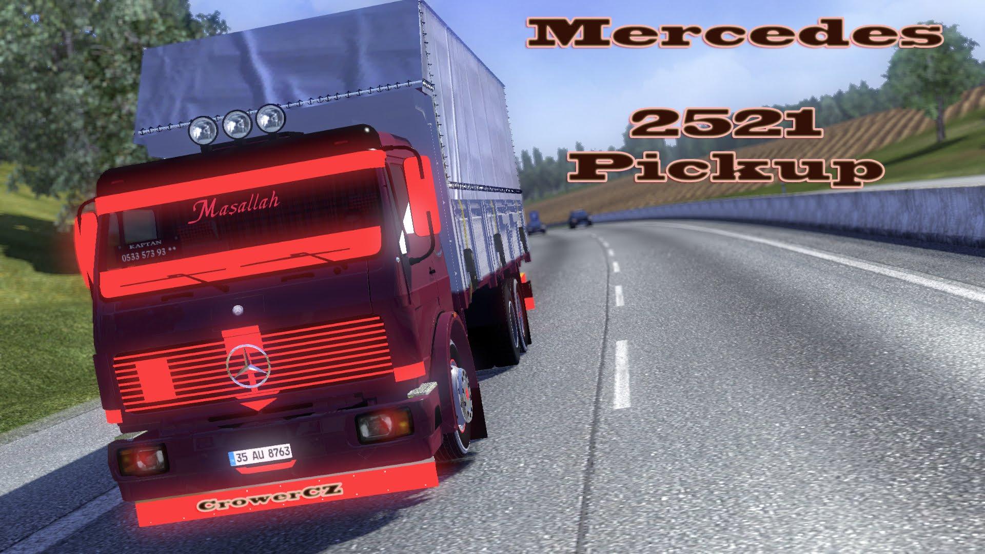 Мод етс гелик. Euro Truck Simulator 2 Mercedes. Mercedes 2521. УАЗ для етс 2. Пикап трак симулятор.