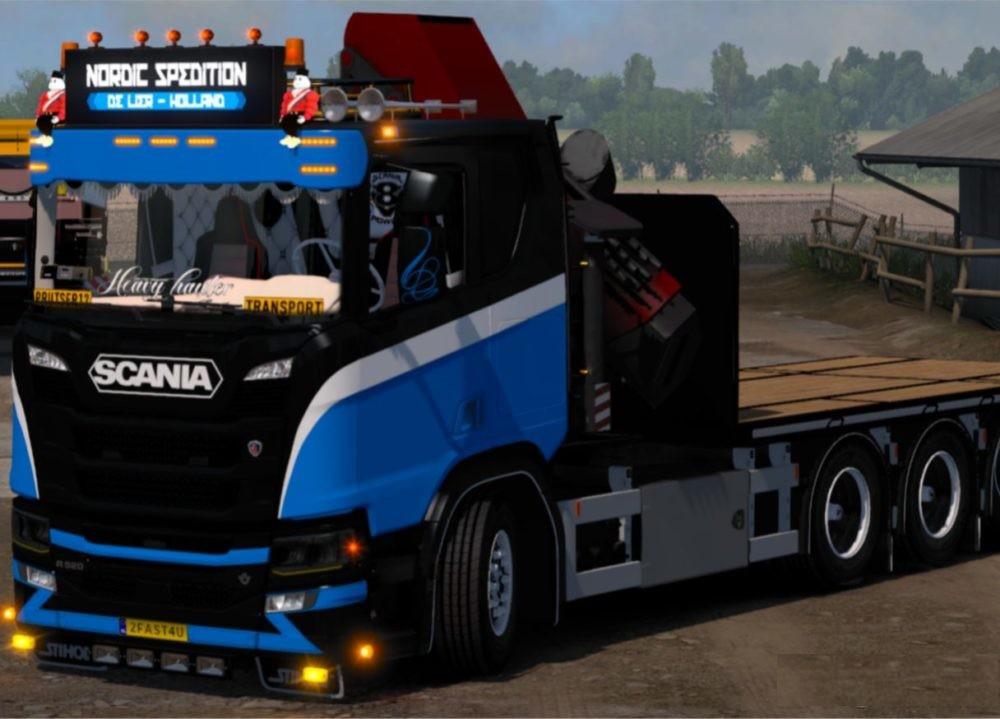 SCANIA FLATBED CRANE TANDEM ADDON V X ETS Mods Euro Truck Simulator Mods