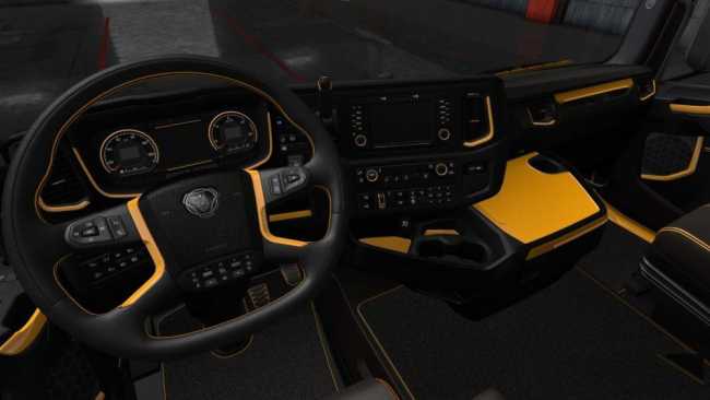 Black Yellow Scania S R Interior V1 0 Ets2 Mods Euro