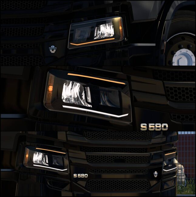 Custom Smoked Headlamps for SCS Scania NG R & S