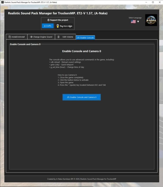 Realistic Sound Pack Manager on TruckersMP ET2-V1.57.