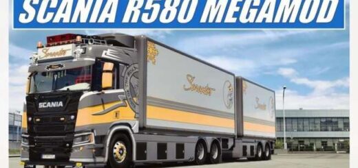 Scania R580 (+Trailer) Megamod v1.6 (1.58x)