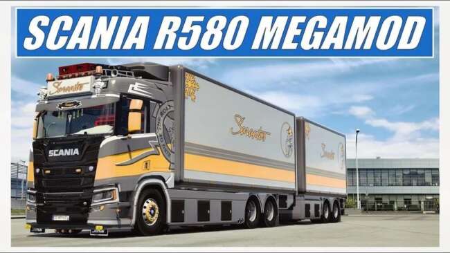 Scania R580 (+Trailer) Megamod v1.6 (1.58x)