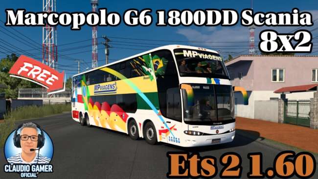 Marcopolo G6 1800 DD Scania 8X2 Ets2 1.60